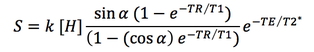Equation for gradient echo (GRE) MRI